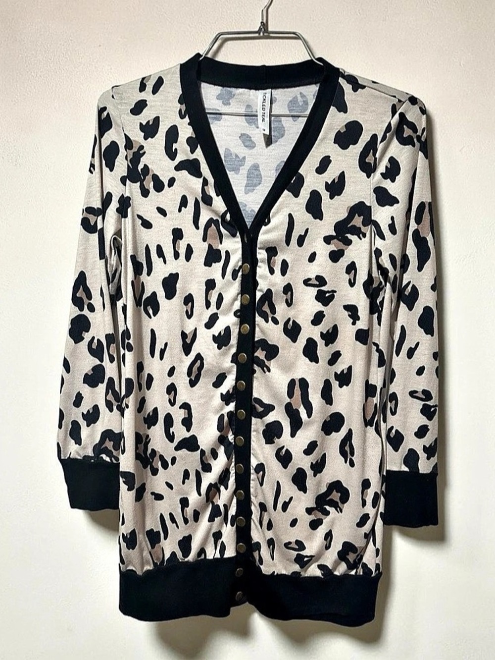 Tickled Teal Animal Print Snap Front Cleo Cardigan